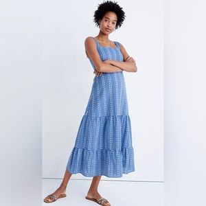 Madewell NEW Embroidered Button-Back Tiered Sundress